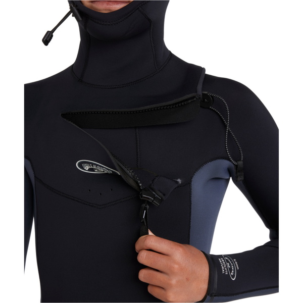 2025 Billabong Junior Absolute Natural 5/4mm Chest Zip Våddragt Med Hætte 24CW193508 -.. Blue Combo